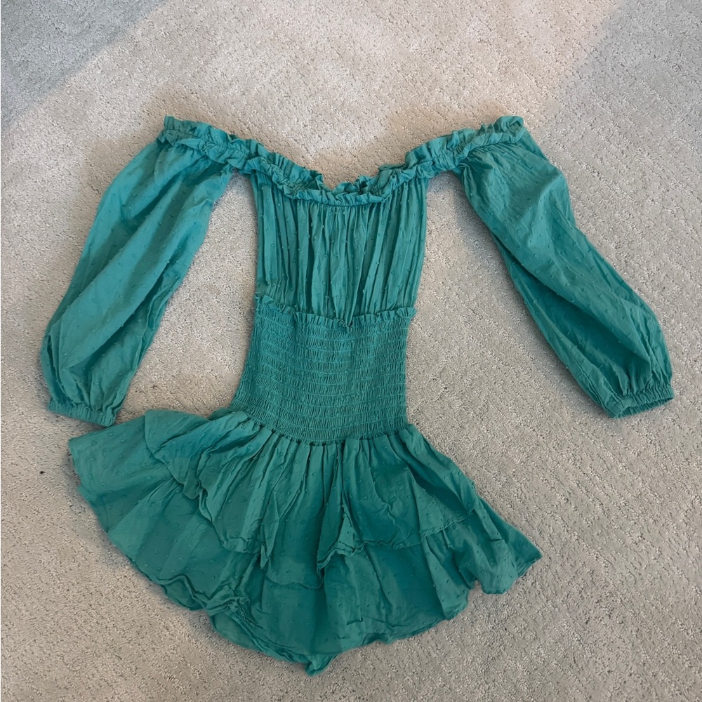 Off-Shoulder Teal Dress xs rays for days